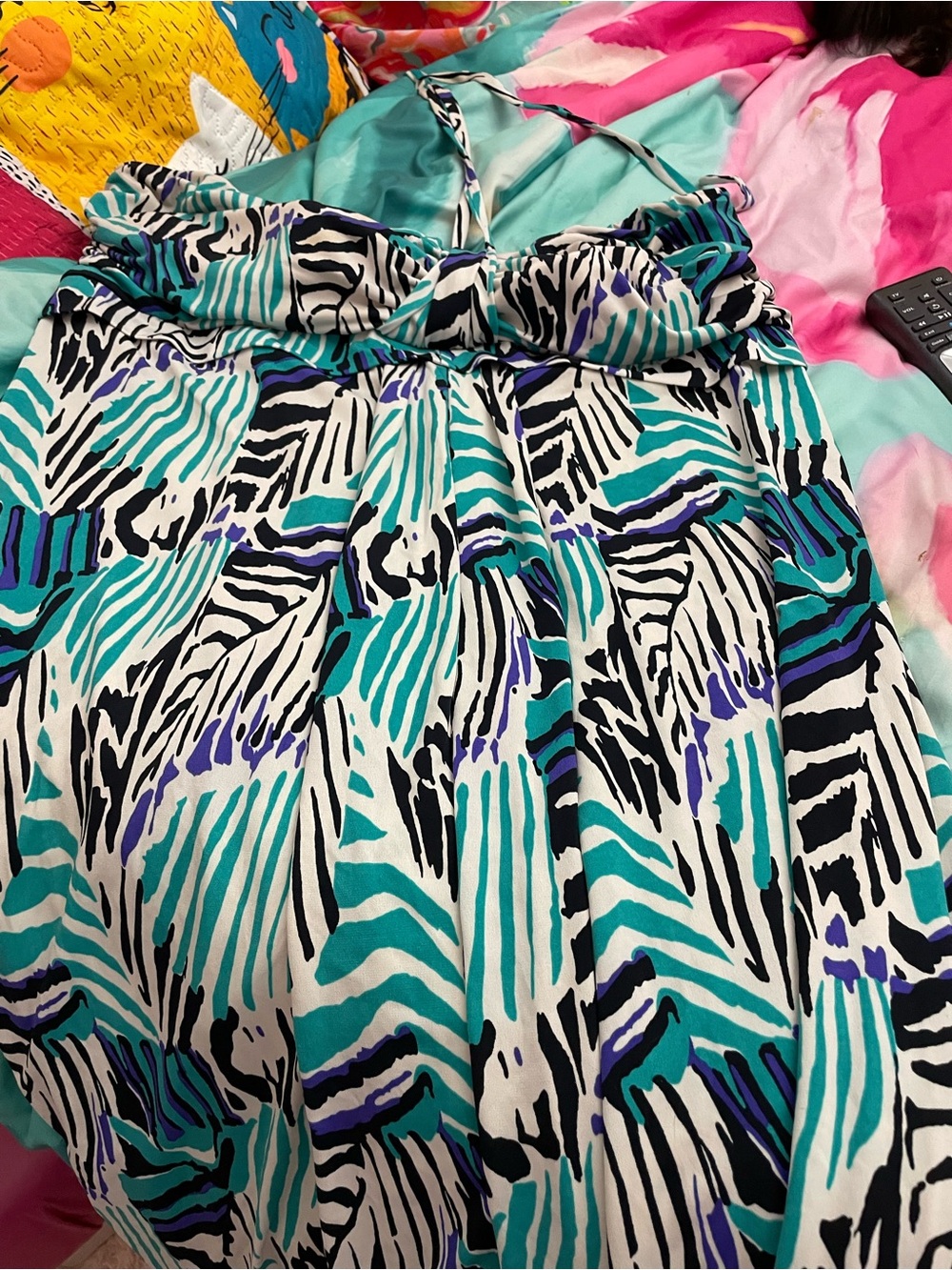 Teal & Black Zebra Print Sundress